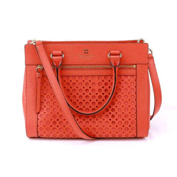 NWT Kate Spade Perforated Bubbles Leather Satchel w Strap RED - Picture 1 of 10